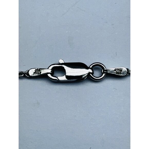 Sterling Silver Teardrop Pendant Necklace Blue & White Stones 18” 7.7g - Picture 7 of 14